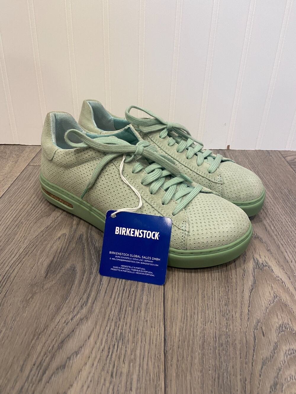 Birkenstock Sneakers Bend Low Suede Leather Womens 37 / US 6 Matcha Green NEW